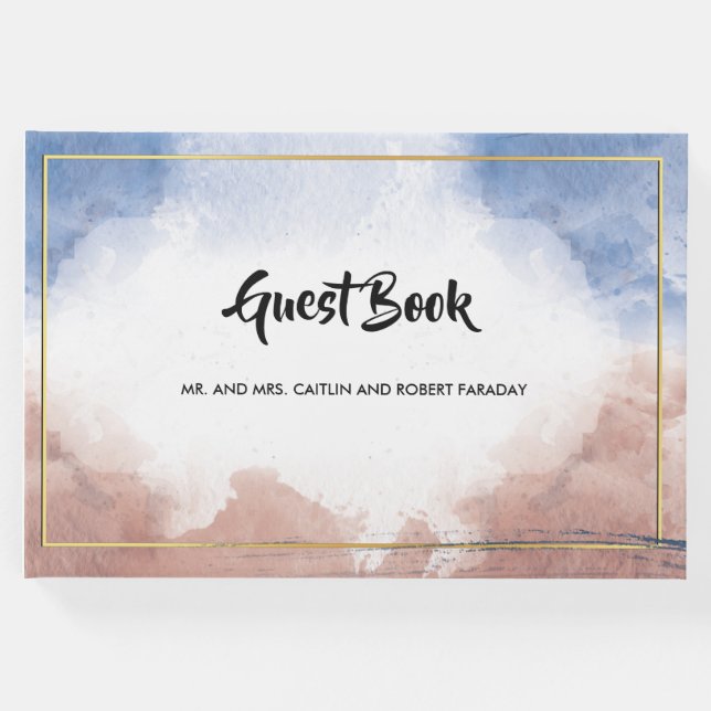 Livro De Visitas Delicar o aluguel de aquarela às ondas (Frente)