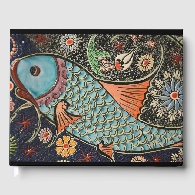 Livro De Visitas Delicar Ocean Mosaic Coastal Koi Fish (Frente)