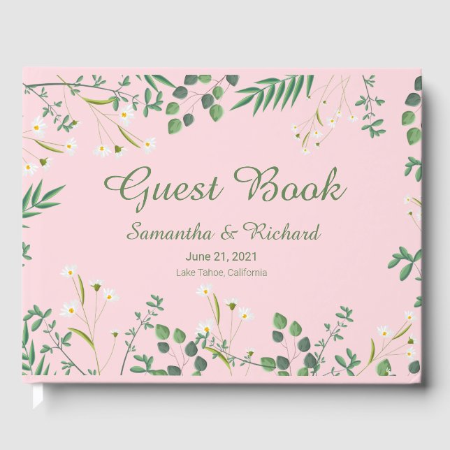 Livro De Visitas Delicate Floral Border Wedding Poster (Frente)