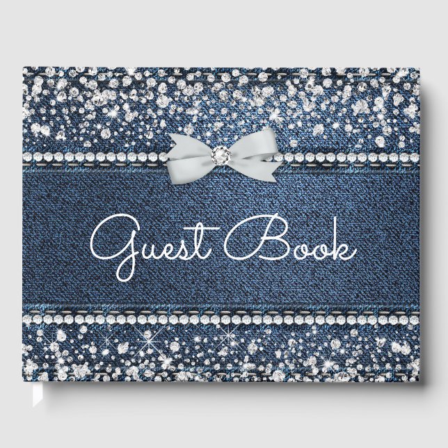 Livro De Visitas Denim e Diamond Guest Book (Frente)