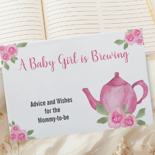 Livro De Visitas Desejos e conselhos Chá de fraldas de bule rosa