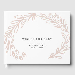 Livro De Visitas Desejos Florais Cor-de-Rosa Para o Bebê