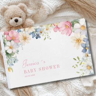 Livro De Visitas Desejos por Bebê! Flor selvagem, Chá de fraldas