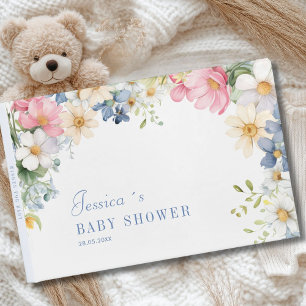 Livro De Visitas Desejos por Bebê! Flor selvagem, Chá de fraldas
