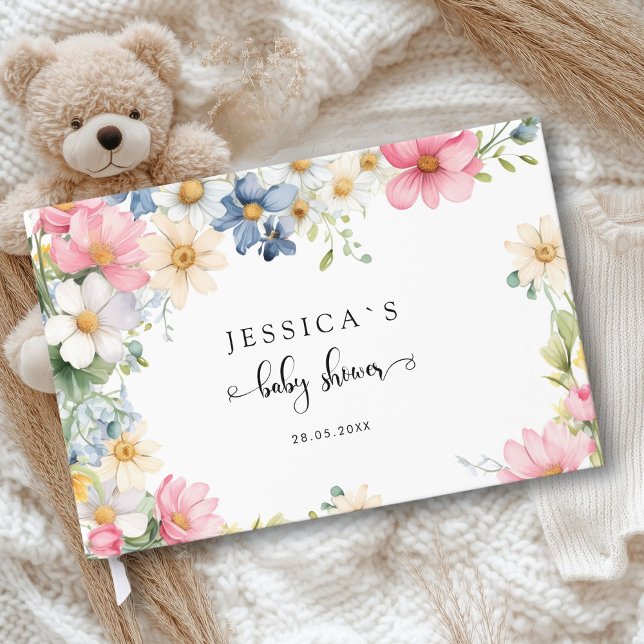 Livro De Visitas Desejos por Bebê! Wildflower, Chá de fraldas Guest (Personalized " Wishes for Baby!" Wildflower, Baby Shower Guest Boo Guest Book)