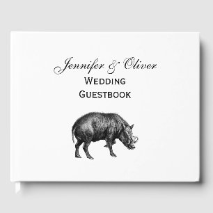 Livro De Visitas Desenho em Preto e Branco de Javali Antigo