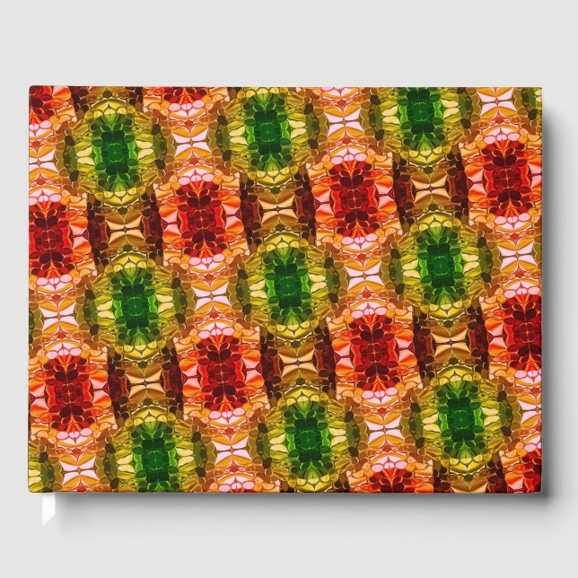 Livro De Visitas Desenho redondo gera formas vermelhas, verdes e do (Frente)