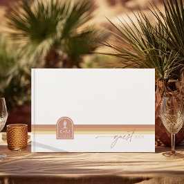 Livro De Visitas Desert Vibes Wedding Stripe Terra Cotta ID1019