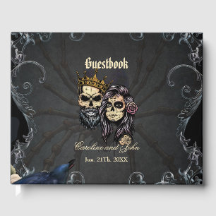 Livro De Visitas Design de casamento gótica impressionante com crân