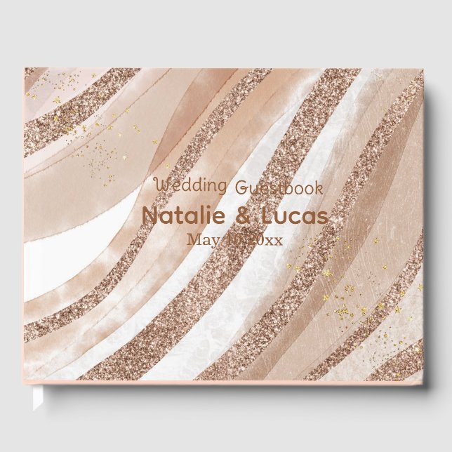 Livro De Visitas Design de rosa com brilho Dourado (Frente)