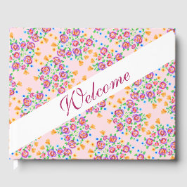 Livro De Visitas Design Floral Rosa