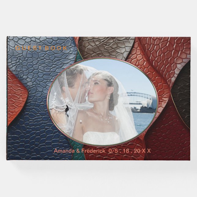 Livro De Visitas Designs artísticos de textura de couro (Frente)