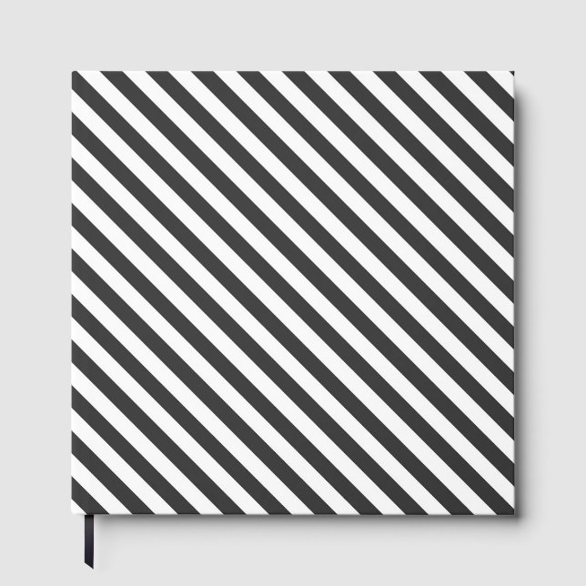Livro De Visitas Diagonal black and white stripes  pattern (Frente)