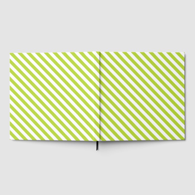 Livro De Visitas Diagonal lime green and white stripes pattern (Completo)