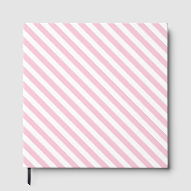Livro De Visitas Diagonal white and pink stripes pattern (Frente)