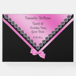 Livro De Visitas Diamantes bonito e Arco rosa doce 16
