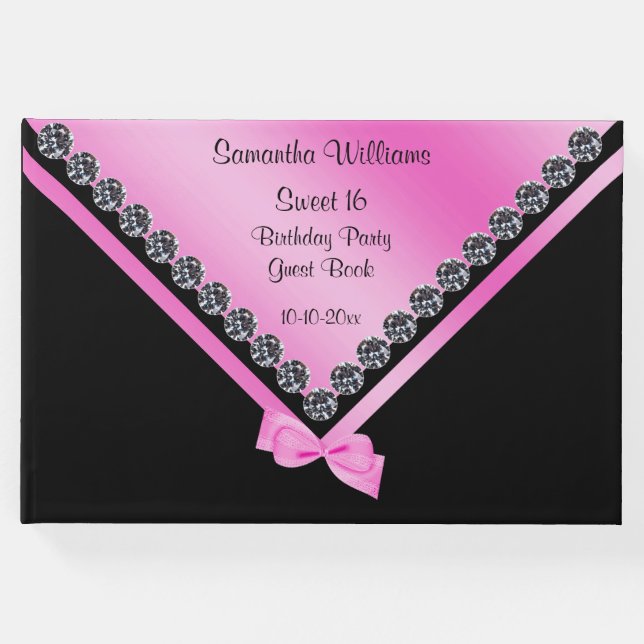 Livro De Visitas Diamantes bonito e Arco rosa doce 16 (Frente)