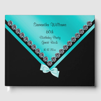 Livro De Visitas Diamantes bonito e Arco Teal 60º Aniversário