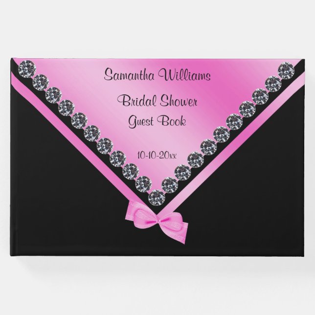 Livro De Visitas Diamantes Glitzy e Chá de panela de Arco rosa (Frente)