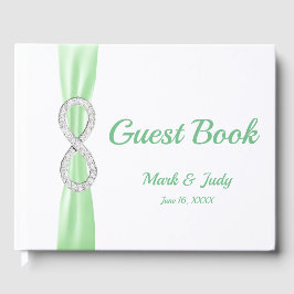 Livro De Visitas Diamond Infinity Green Ribbon Weding Guestbook