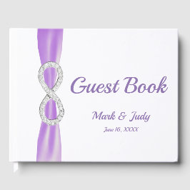 Livro De Visitas Diamond Infinity Purple Ribbon Casamento Guestbook