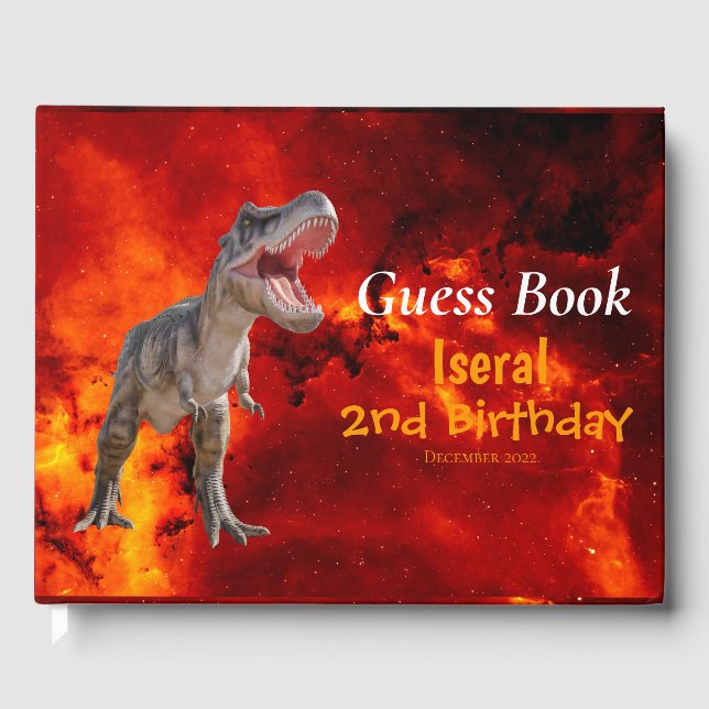 Livro De Visitas Dinossauros T Rex Fire Jurassic Mundo (Frente)