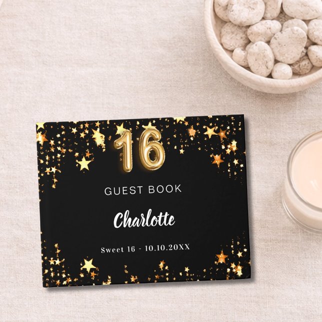 Livro De Visitas Doce 16 estrelas de ouro preto (Criador carregado)