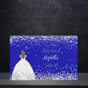 Livro De Visitas Doce 16 glitter azul real