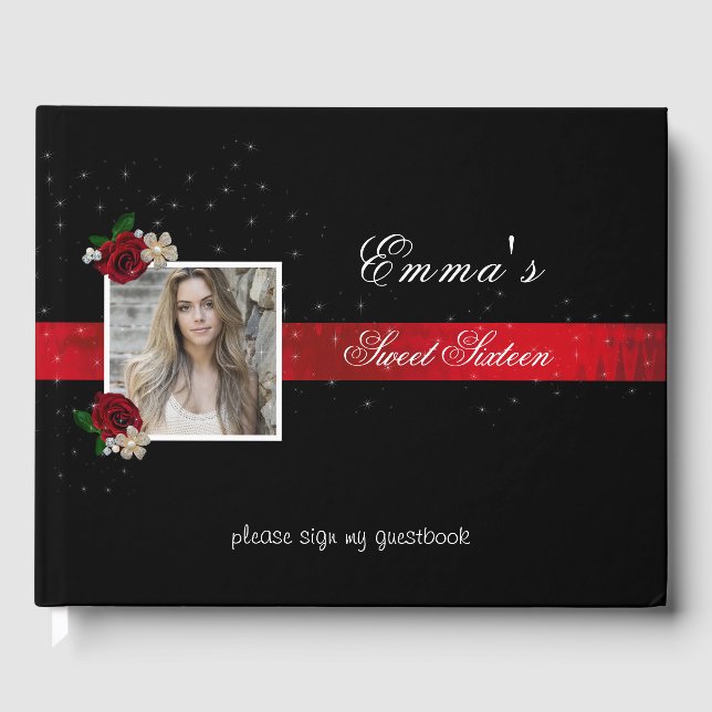 Livro De Visitas Doce Dezesseis, Foto do Red Satin Rosa vermelha Sp (Frente)