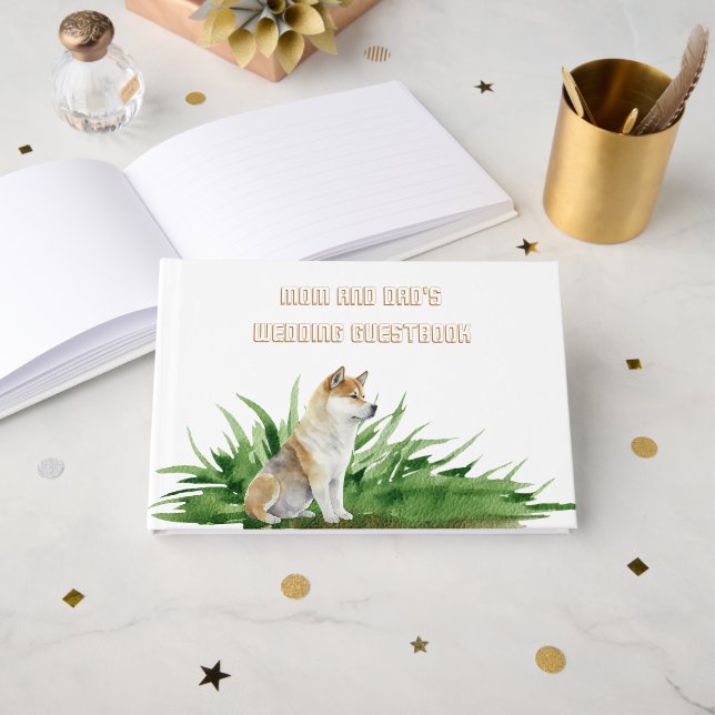 Livro De Visitas Dog Bride and Groom Pet Wedding (Frente aberta)