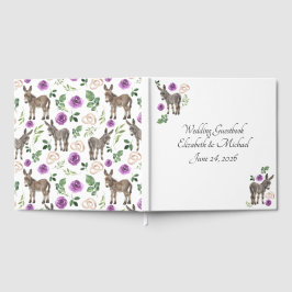 Livro De Visitas Donkey Purple Floral Wedding Guest Book