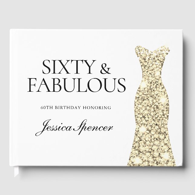 Livro De Visitas Dourada Festa de aniversário de Estirpe 60 (Frente)