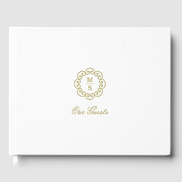 Livro De Visitas Dourado Casamento Monograma