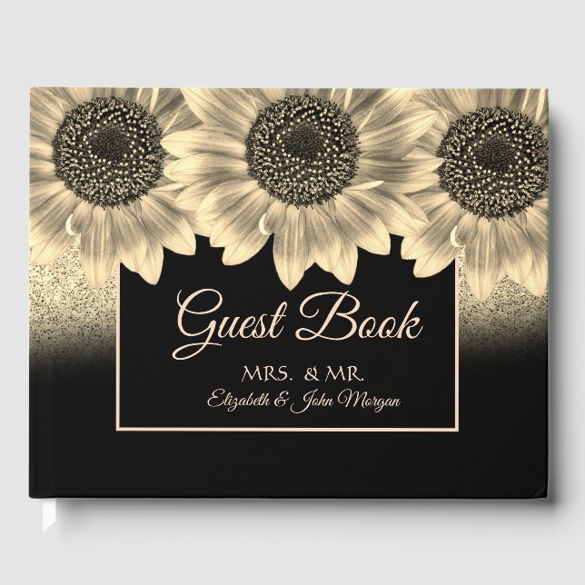 Livro De Visitas Dourado, Girassóis, Casamento Luminoso (Frente)