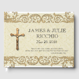 Livro De Visitas Dourado lugar de crucifixo católico tradicional