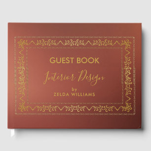 Livro De Visitas Dourado quadro de colheita fundo castanho