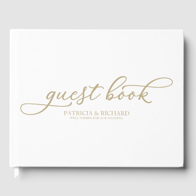 Livro De Visitas Dourado Simples Chic Book de Casamento (Frente)