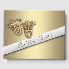 Livro De Visitas Dourado Teatro Mask Guest Book