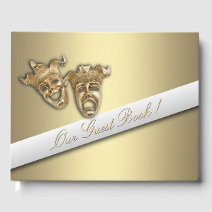 Livro De Visitas Dourado Teatro Mask Guest Book
