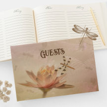 Dragonfly e Water Lily Weding Guest Book