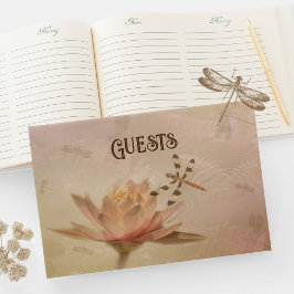 Livro De Visitas Dragonfly e Water Lily Weding Guest Book