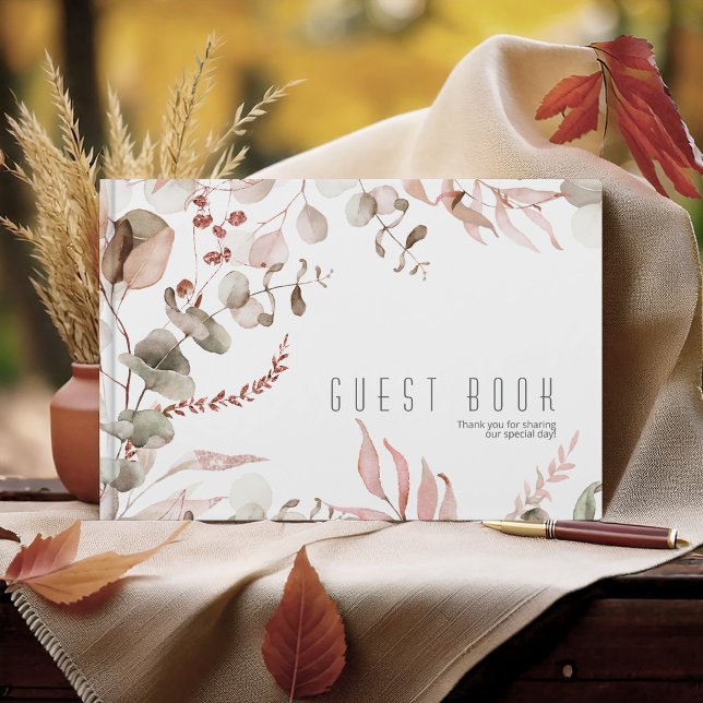 Livro De Visitas Dreamy Foliage Wedding Blush Pink ID817 (Criador carregado)