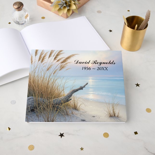 Livro De Visitas Driftwood On a Morning Beach (Frente aberta)