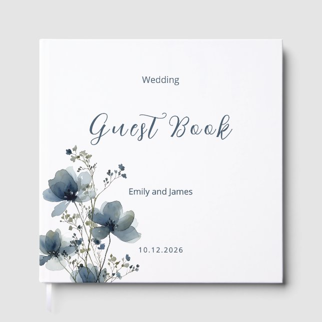 Livro De Visitas Dusty Blue Botanical Wedding (Frente)