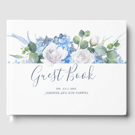 Livro De Visitas Dusty Blue Floral Greenery | Casamento Hydrangea