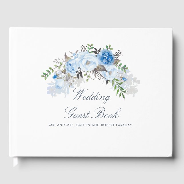 Livro De Visitas Dusty Blue Floral Wedding (Frente)