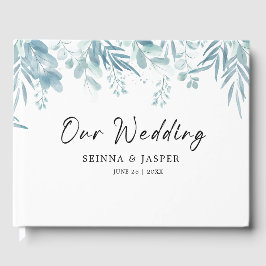 Livro De Visitas Dusty Blue Greenery Wild Meadow Wedding