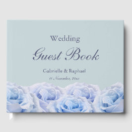 Livro De Visitas Dusty Blue Lilac Rosas Pastel Floral Casamento