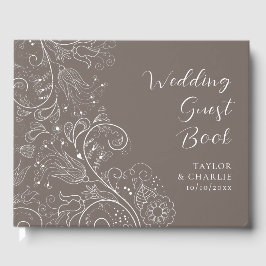 Livro De Visitas Dusty Brown Elegant Floral Wedding