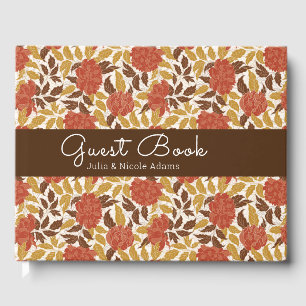Livro De Visitas Dusty Brunt Orange Peony Flowers Casamento outono
